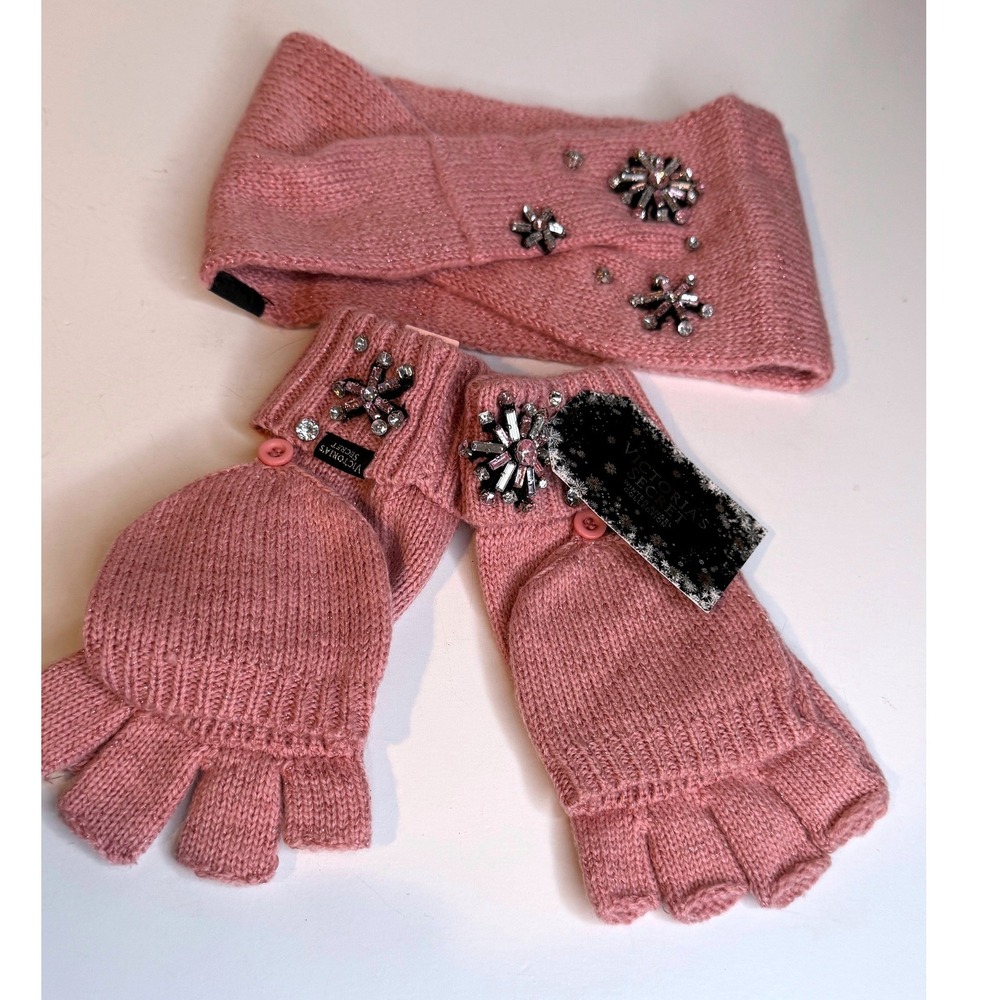 NWT Victorias Secret Winter Angel Snowflake Sparkle Headband Convertible Mitten